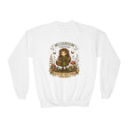 Youth Girls Mushroom Forager Crewneck Sweatshirt – Cute Woodland Kids Pullover