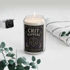 Crit Happens Soy Candle — Scented 13.75oz Gamer D20 Candle