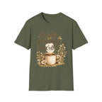 Coffee T‑Shirt — "Probably Reheating My Coffee" Cozy Floral Mug Tee