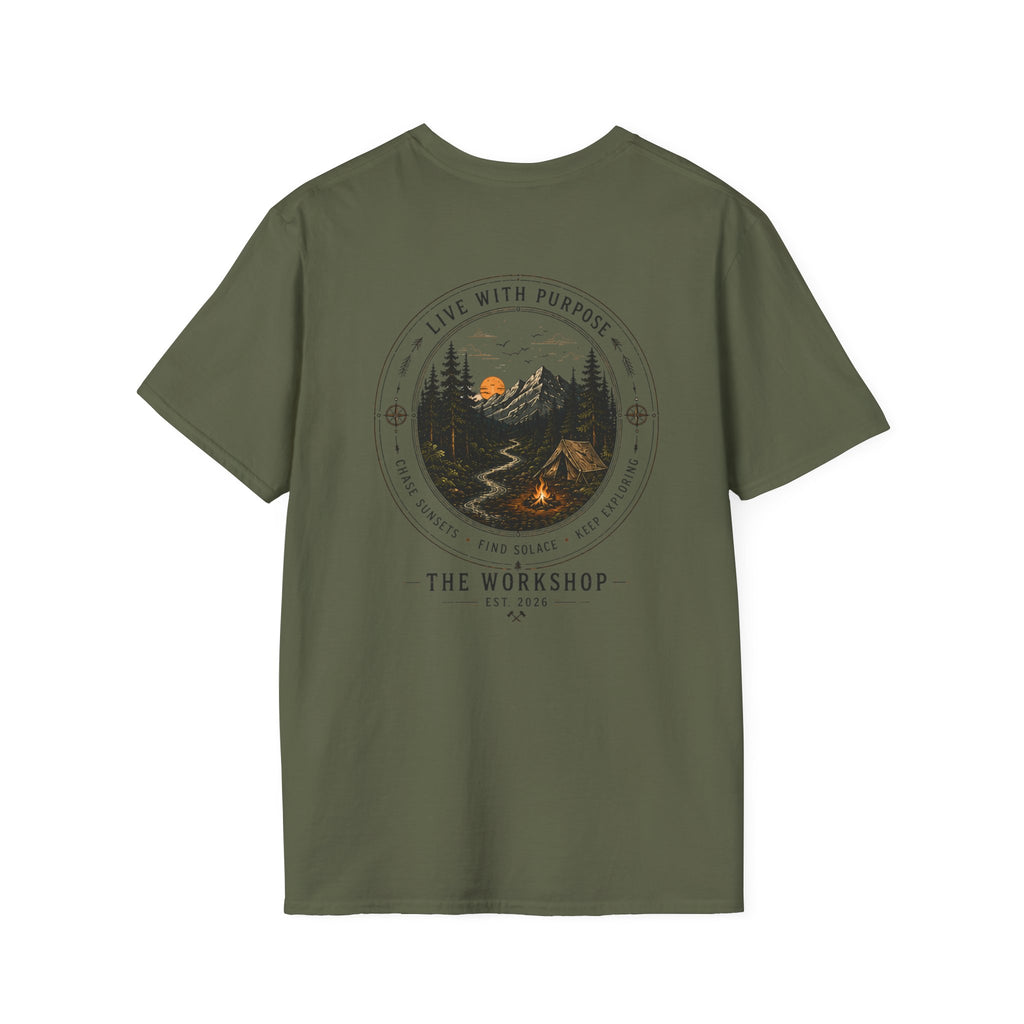 Live With Purpose Anvil T‑Shirt — 'The Workshop' Est. 2026 Rustic Tool Logo