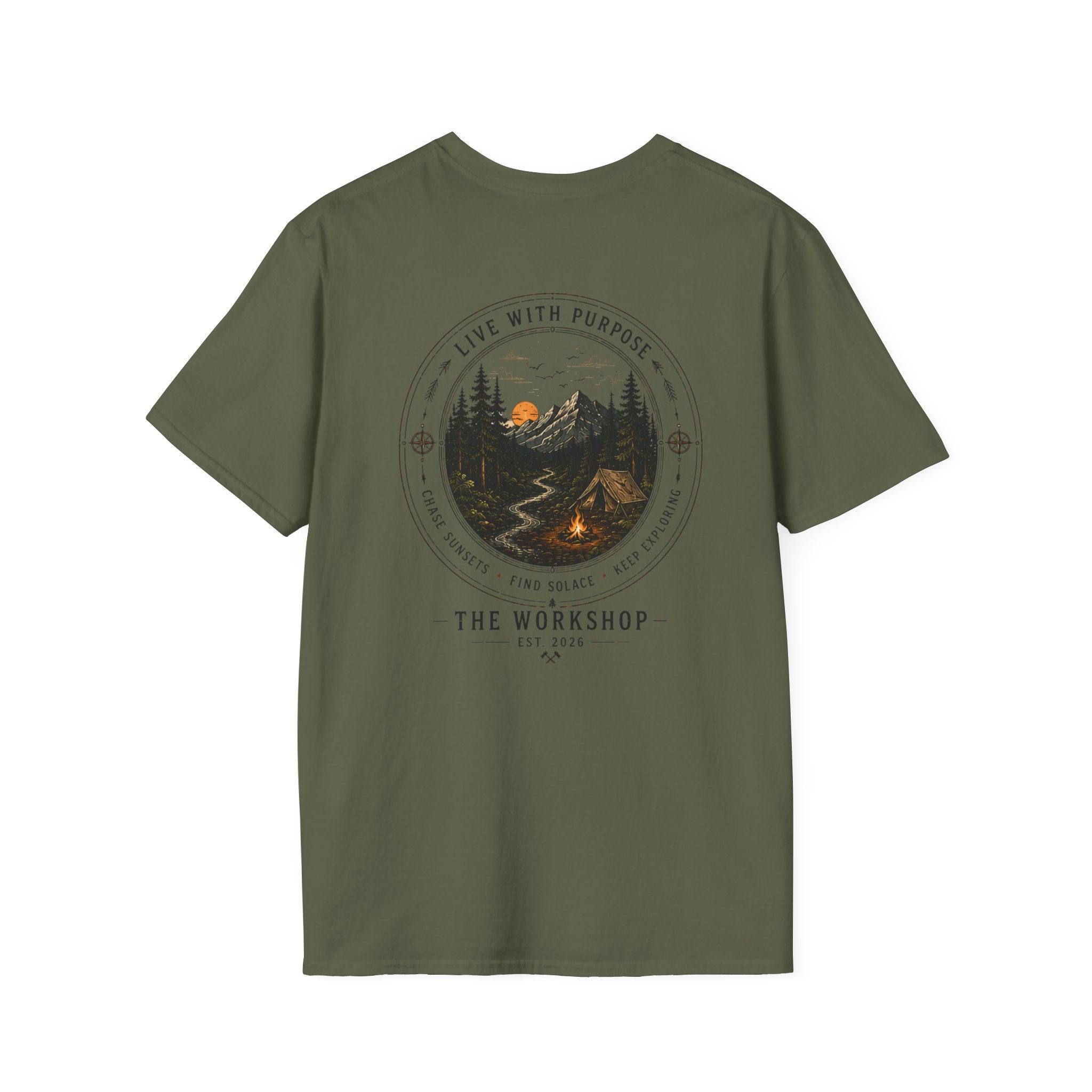 Live With Purpose Anvil T‑Shirt — 'The Workshop' Est. 2026 Rustic Tool Logo
