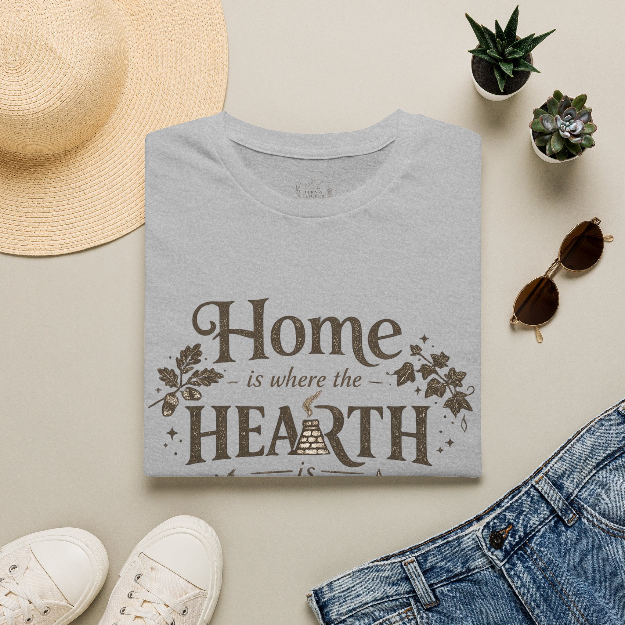 Hearth T-Shirt — "Home is Where the Hearth Is" Cozy Cottage Tee