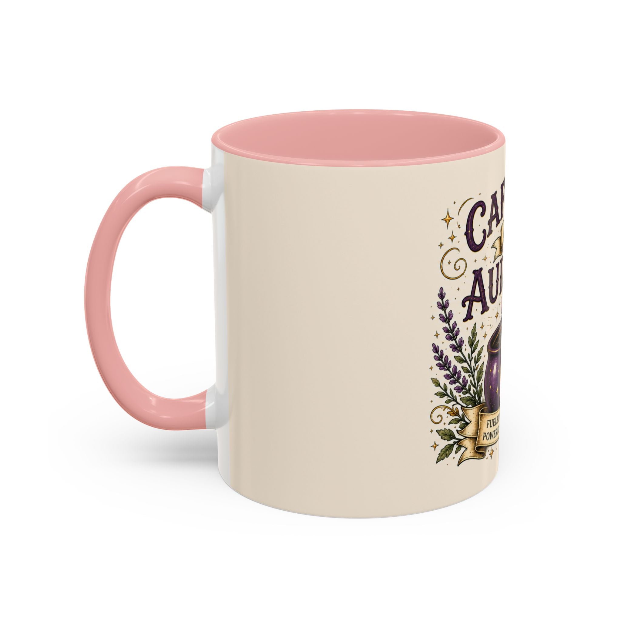Caffeine and Audacity Coffee Mug — 11/15oz Accent Ceramic Mug (witchy, floral coffee design)