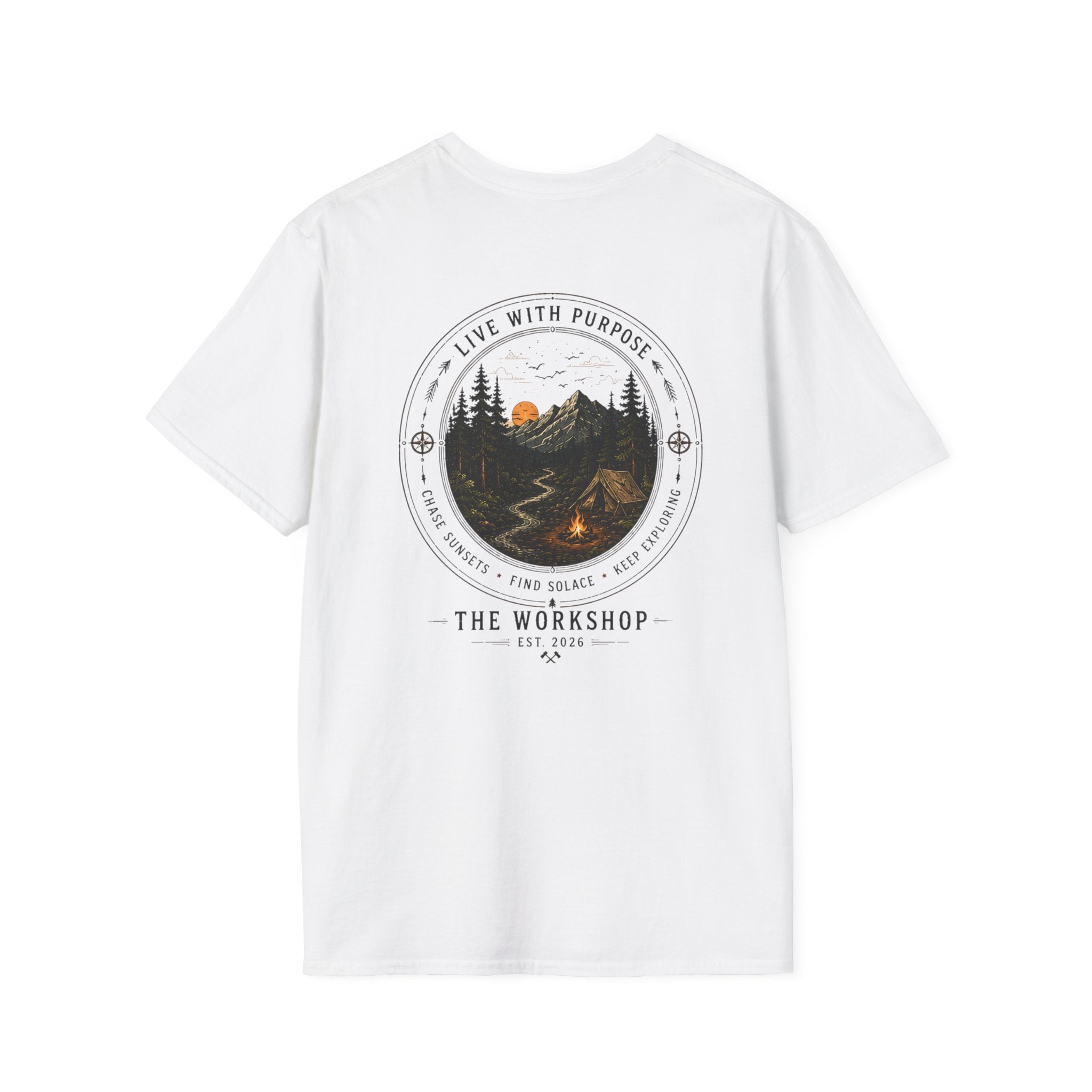 Live With Purpose Anvil T‑Shirt — 'The Workshop' Est. 2026 Rustic Tool Logo