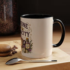 Caffeine and Audacity Coffee Mug — 11/15oz Accent Ceramic Mug (witchy, floral coffee design)