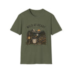 Wild At Heart T-Shirt — Mountain Sunset Adventure Tee ("Live Bold • Stay True")