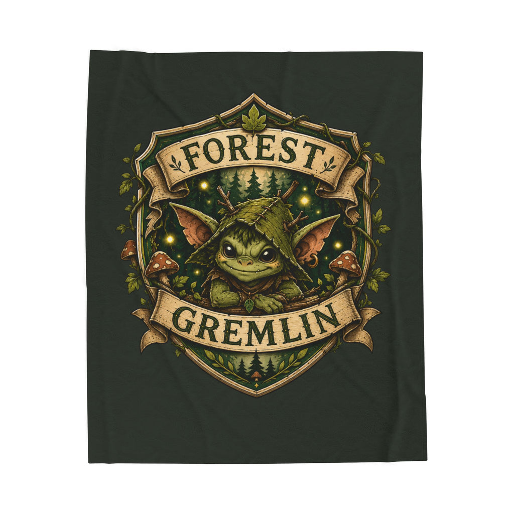 Forest Gremlin Velveteen Plush Blanket — Cute Woodland Creature Throw