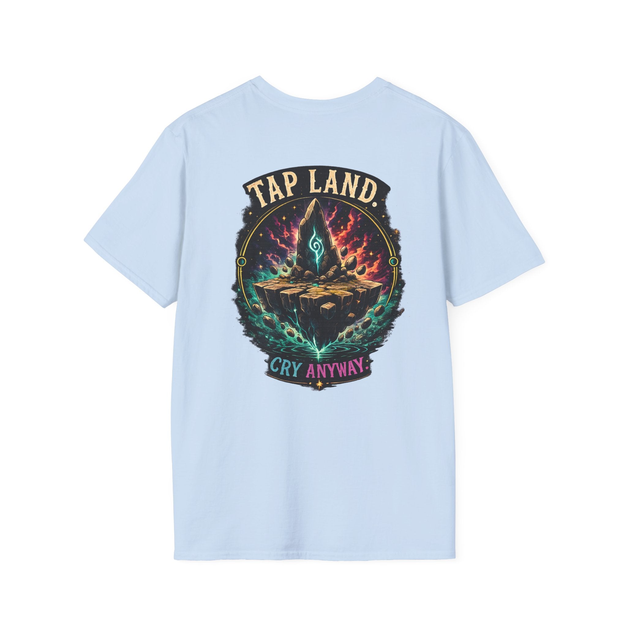 Tap Land and Cry Tee — Floating Island Colorful Graphic T-Shirt