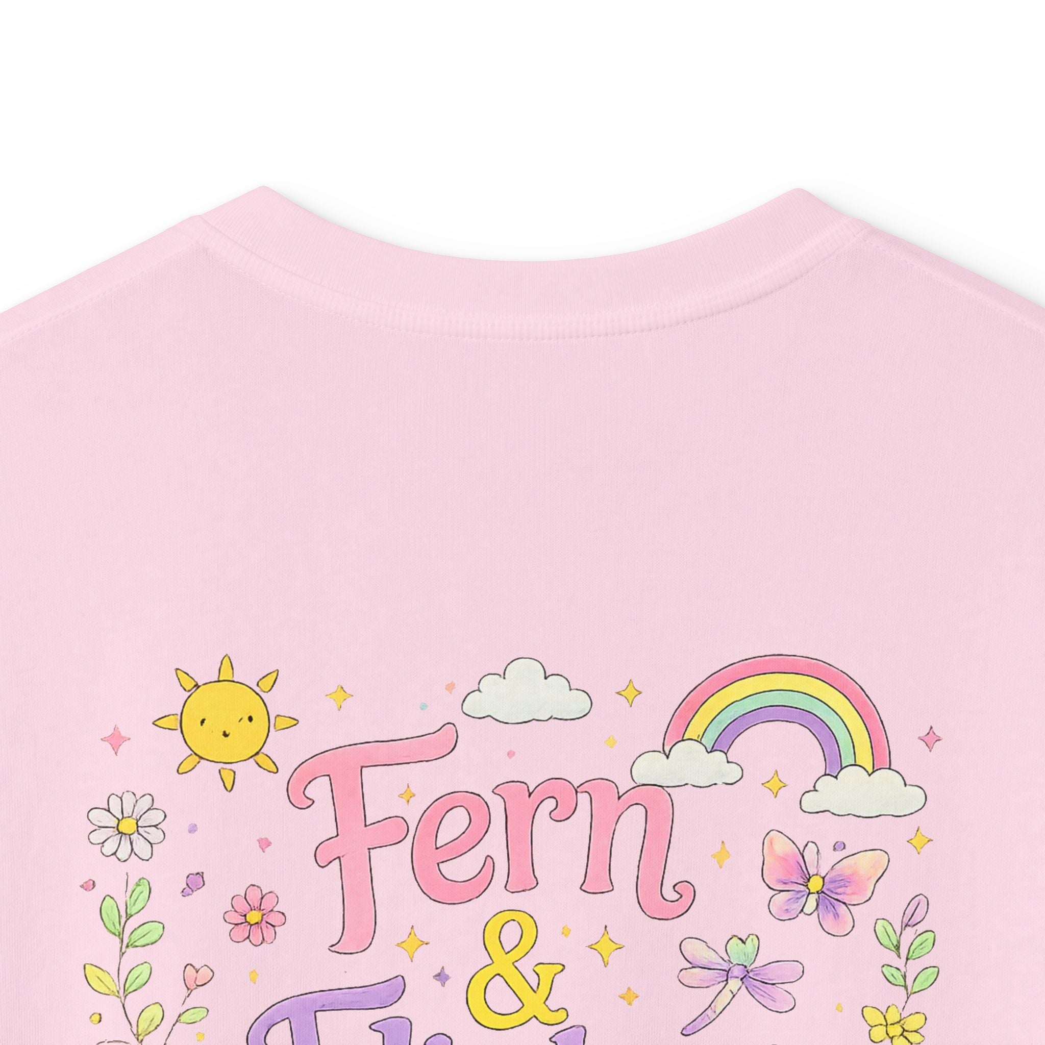 Kids Tee - "Fern & Flicker" Camping Nature Graphic Tee for Girls (Pastel Adventure, Deer & Campfire)