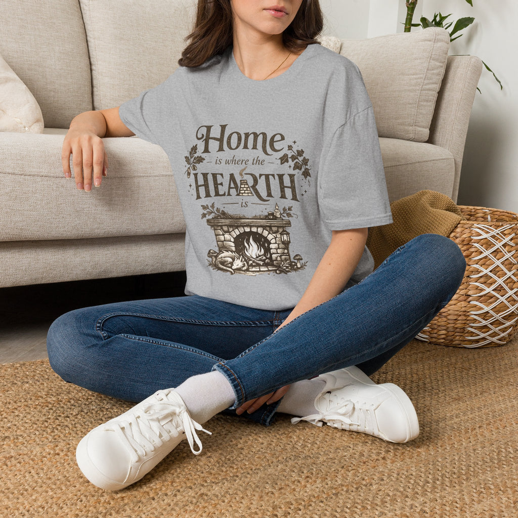 Hearth T-Shirt — "Home is Where the Hearth Is" Cozy Cottage Tee