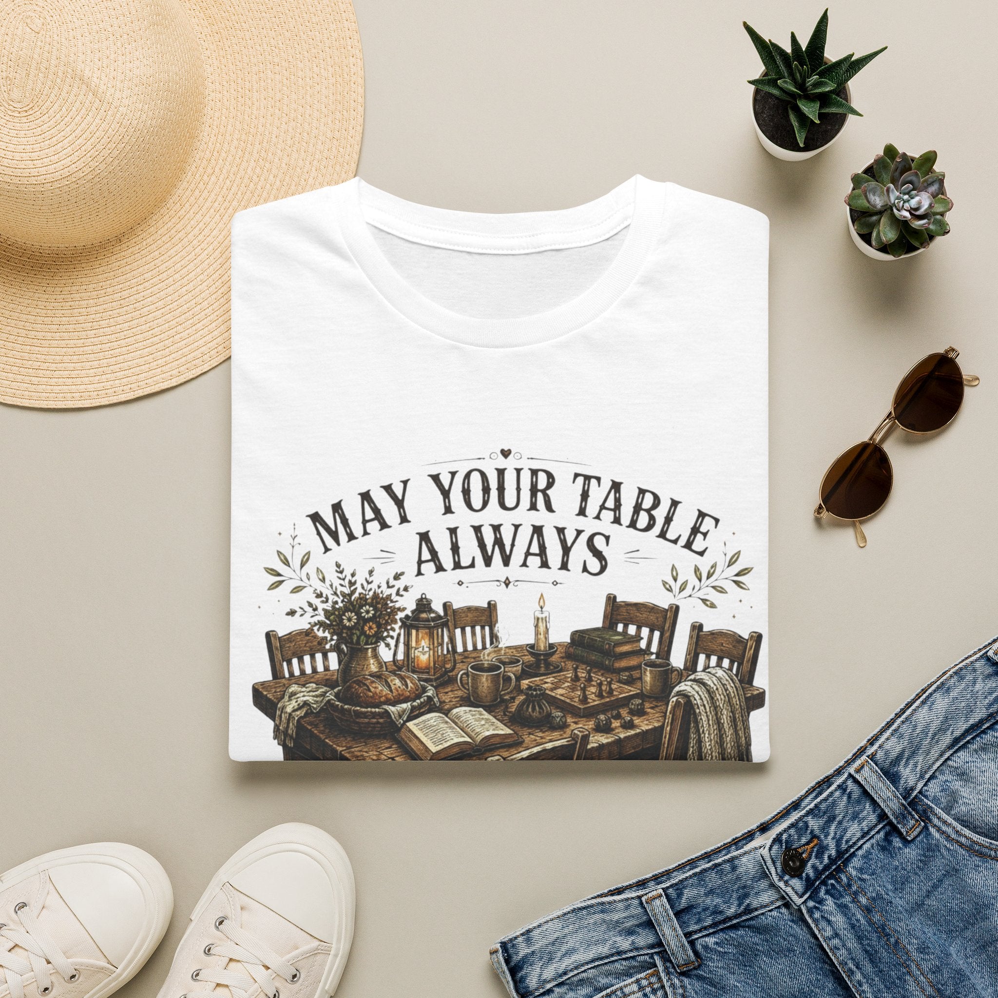 T-Shirt — "May Your Table Always Have Room For One More" Vintage Family Dinner Tee