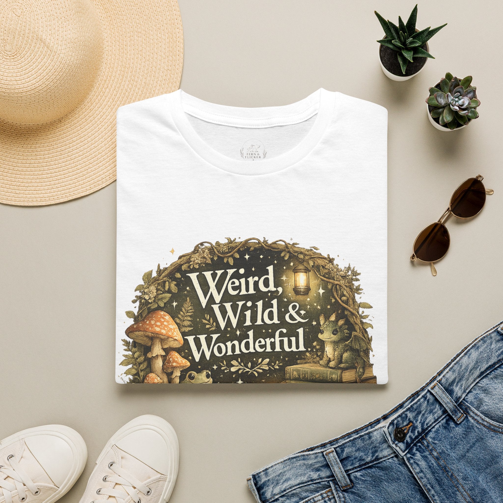 T-Shirt — "Weird, Wild & Wonderful" Cottagecore Mushroom Graphic