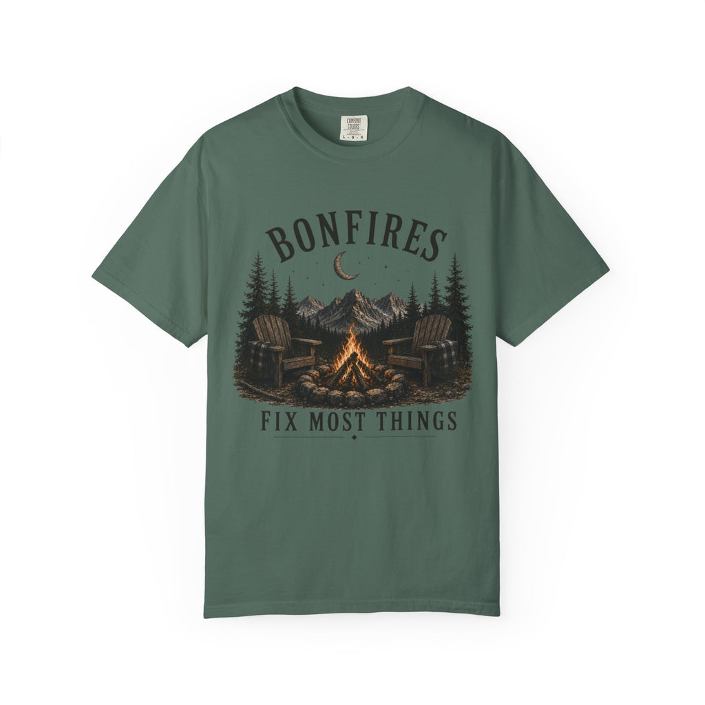Bonfires Fix Most Things Cozy Unisex Fall Tee