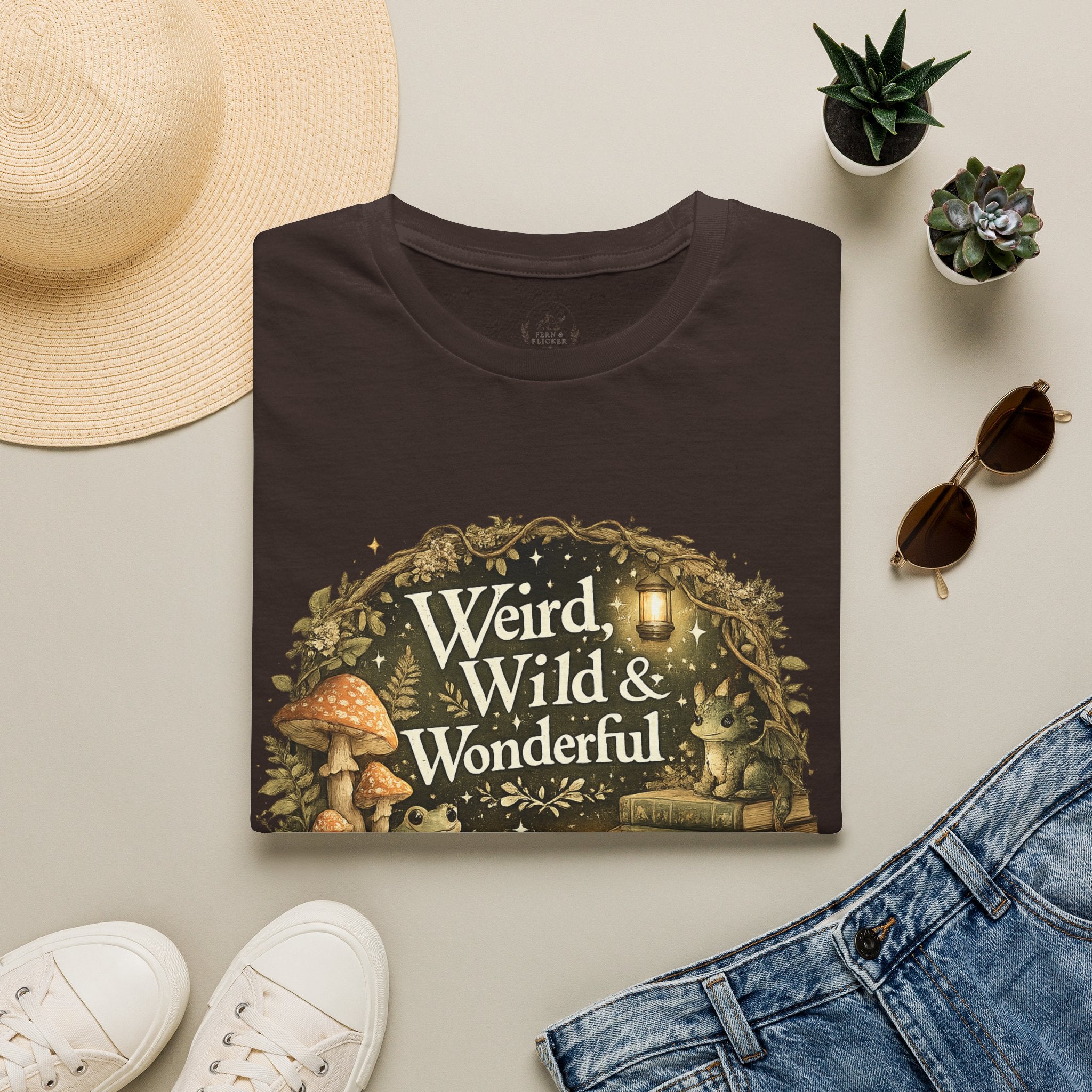 T-Shirt — "Weird, Wild & Wonderful" Cottagecore Mushroom Graphic