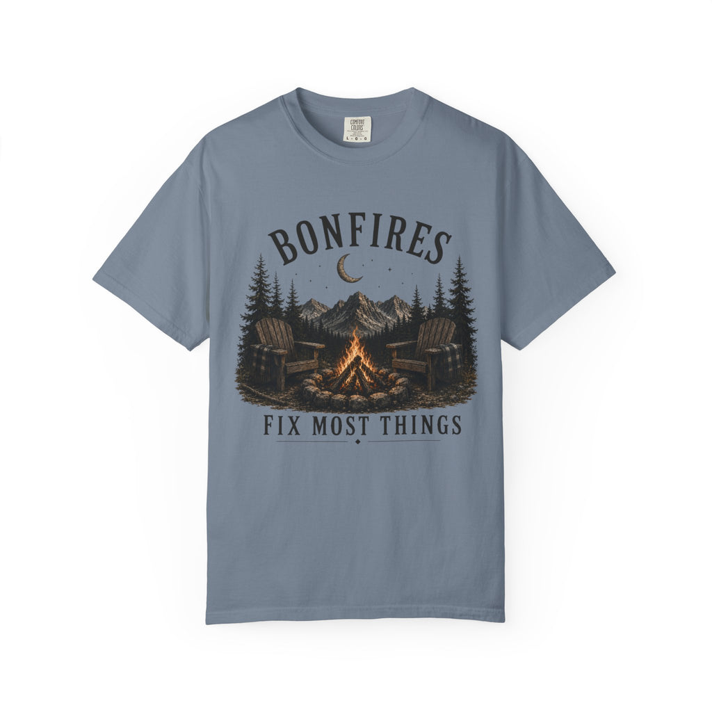 Bonfires Fix Most Things Cozy Unisex Fall Tee
