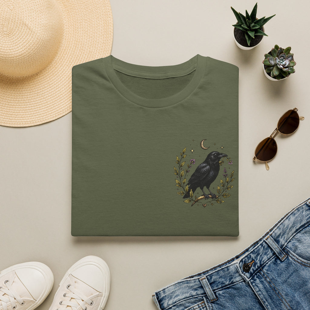 Raven Moon Tee — Minimal Vintage Crow Graphic T-Shirt