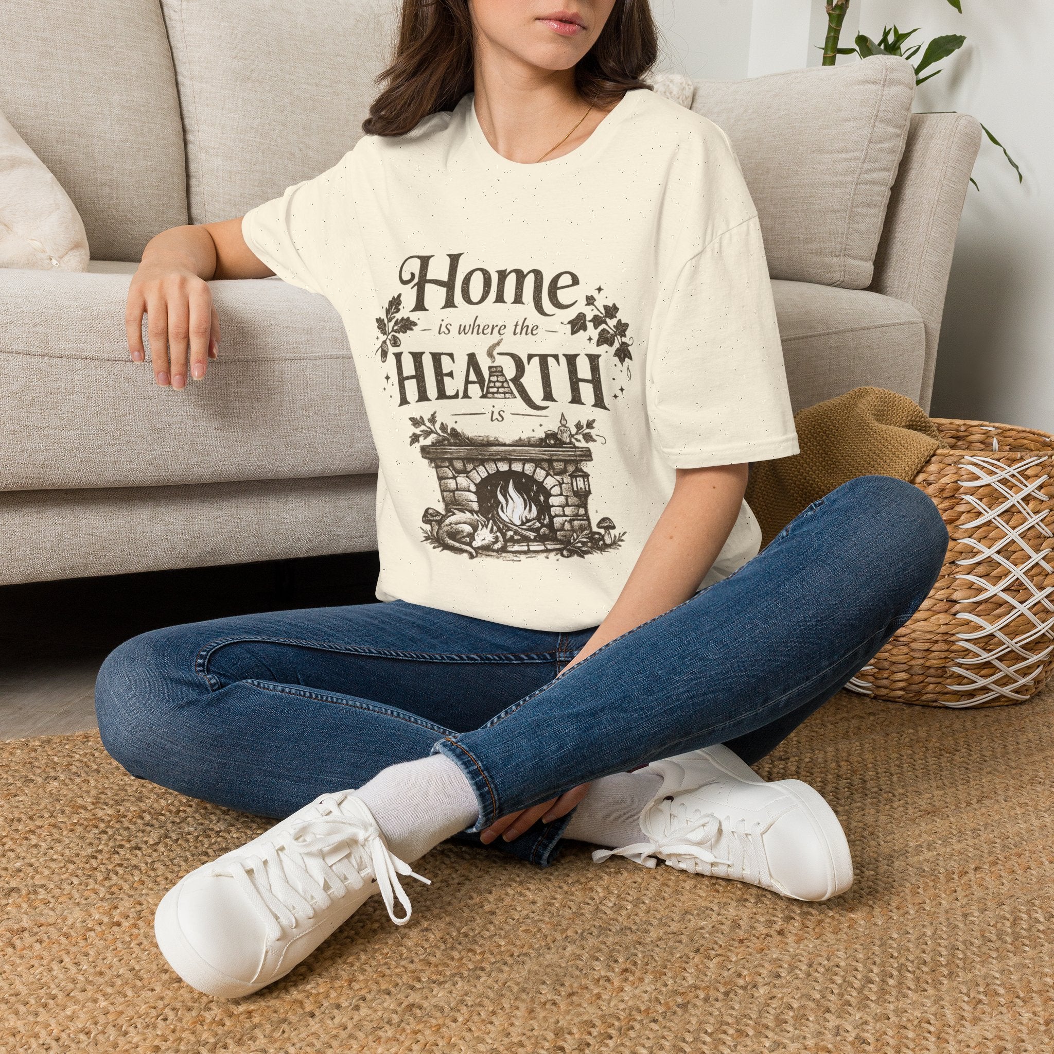 Hearth T-Shirt — "Home is Where the Hearth Is" Cozy Cottage Tee
