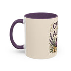 Caffeine and Audacity Coffee Mug — 11/15oz Accent Ceramic Mug (witchy, floral coffee design)