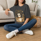 Coffee T‑Shirt — "Probably Reheating My Coffee" Cozy Floral Mug Tee