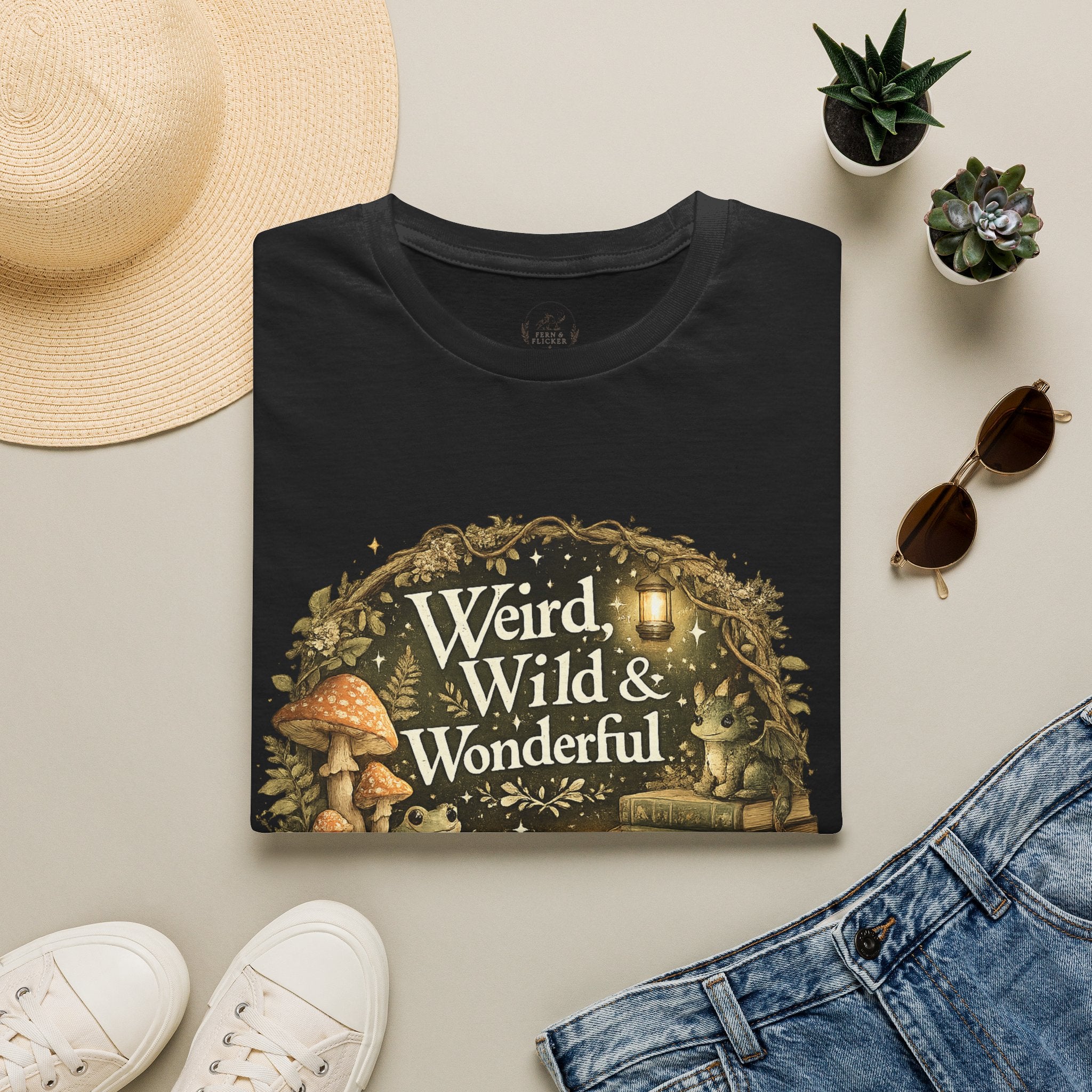 T-Shirt — "Weird, Wild & Wonderful" Cottagecore Mushroom Graphic
