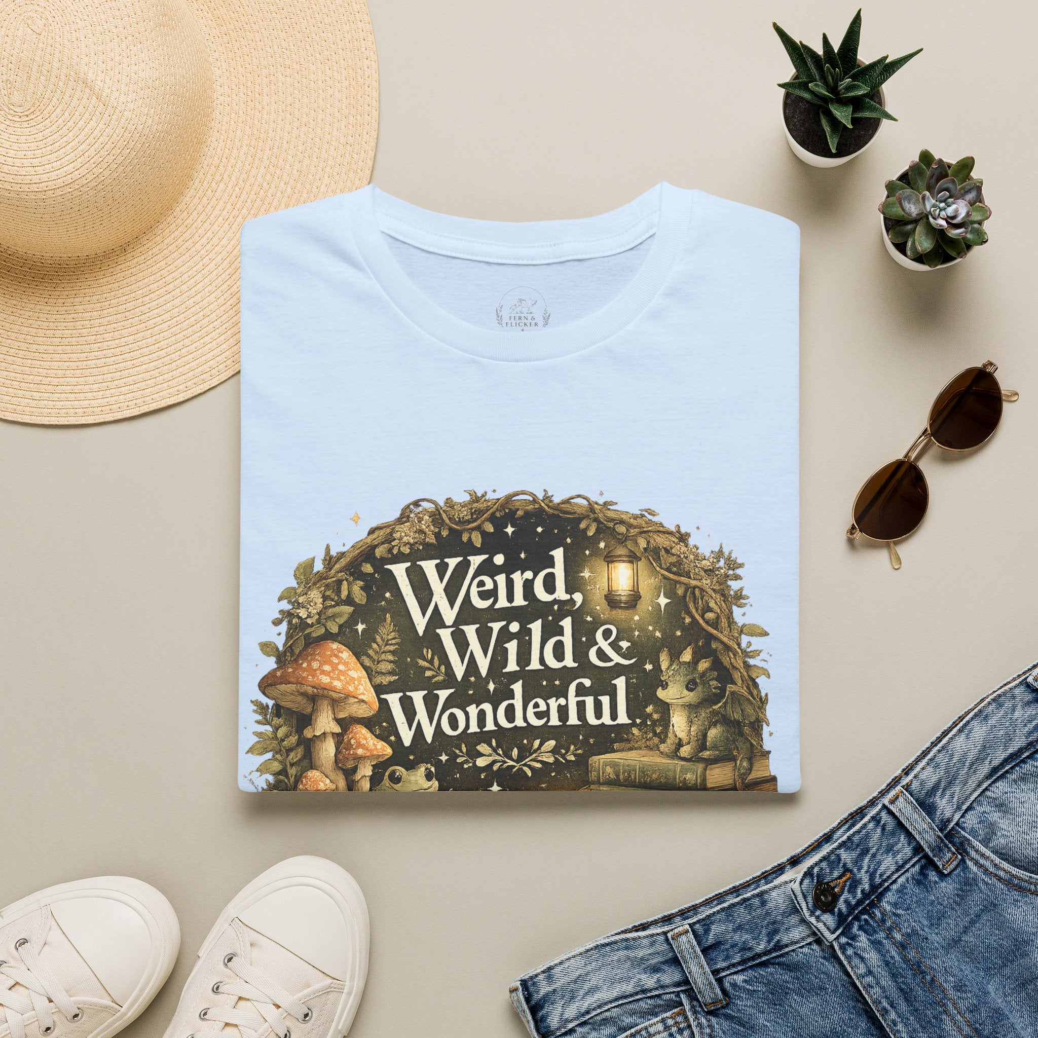 T-Shirt — "Weird, Wild & Wonderful" Cottagecore Mushroom Graphic