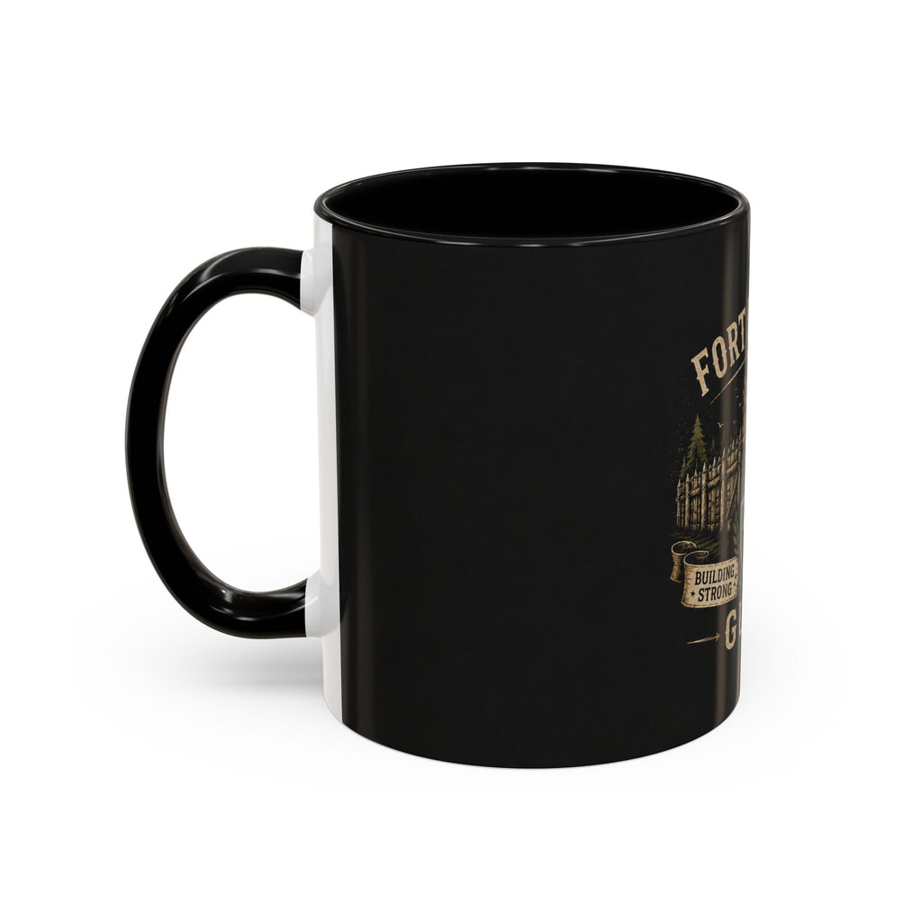 Fort Builders Guild Coffee Mug — Rustic Gamer Fort-Building Design (11oz)